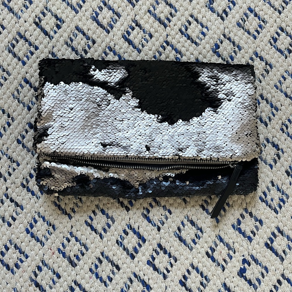 Stella & Dot Black Sequined Clutch